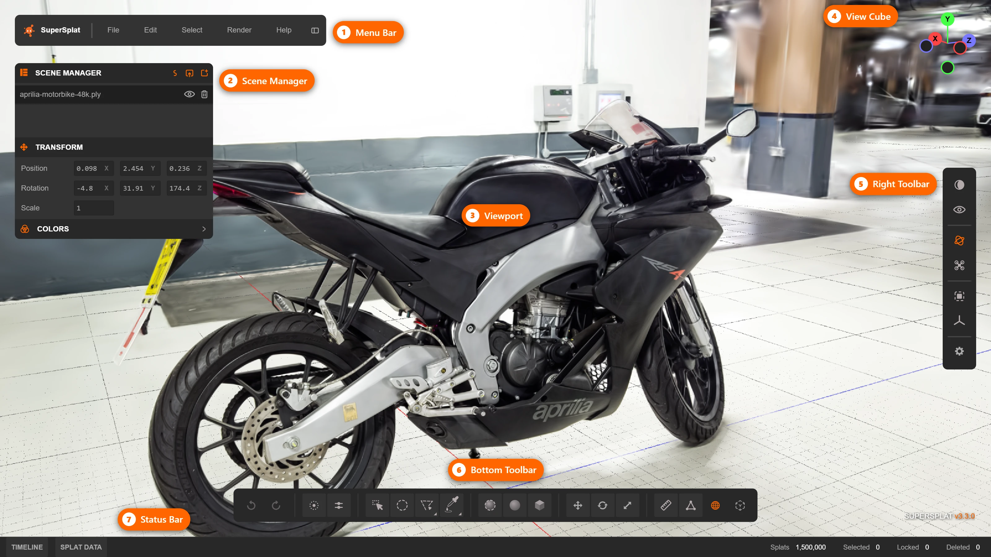 SuperSplat Editorのインターフェース
